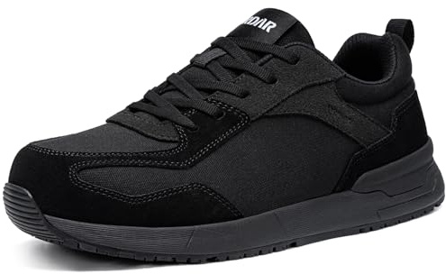 LARNMERN PRO Safety Trainers Men Steel Toe Cap Trainers Work Safety Puncture Proof Work Industrial Work Shoes Classic Black 11.5 UK