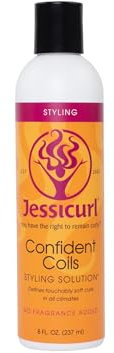 Jessicurl Confident Coils Styling-Lösung, ohne Zusatz von Duftstoffen, 8 Fl oz. Lockencreme zur Feuchtigkeitskontrolle und Frizz-Kontrolle, Produkte für lockiges Haar, Stylingcreme