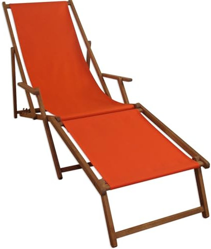 Gartenliege terracotta Sonnenliege Liegestuhl Fußteil Holz Deckchair Strandstuhl Gartenmöbel 10-309 F