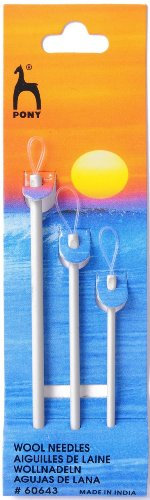 2 x Pony Wollnadeln, aus Aluminium, zum Vernähen von Stricksachen