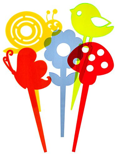 SUNPLAY Blumenstecker im Farbmix, 5 Stück im Set, Dekostecker Pflanzstecker Gartenstecker