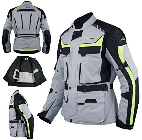 A-Pro Motorradjacke Roller Textil Thermoweste Wasserdichte Touring Grau 2X