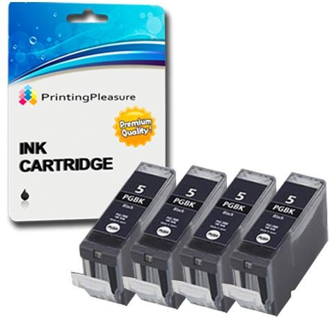 4 SCHWARZ Druckerpatronen für Canon Pixma iP4200 iP4300 iP4500 iP5200 iP5200R iP5300 MP500 MP530 MP600 MP600R MP610 MP800 MP800R MP810 MP830 MP950 MP960 MP970 | kompatibel zu PGI-5BK