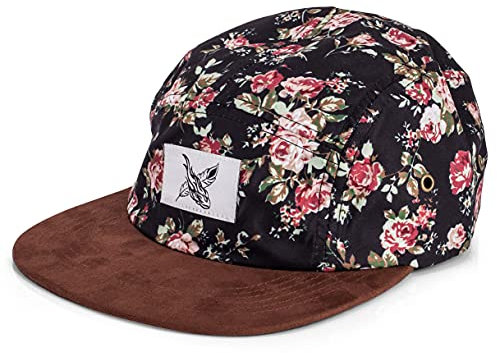 Blackskies® Black Beauty Vol. II 5-Panel Cap Rose Schwarz mit Blumen Unisex Baseball Mütze | Herren Damen Cap - Basecap Männer Frauen Unisex Streetwear Outdoor Sommer Freizeit