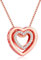 Gluckliy Crystal Double Heart Pendant Necklace, You Are always in My Heart Double Heart Hollow-out Necklace for Women (Rose Gold)
