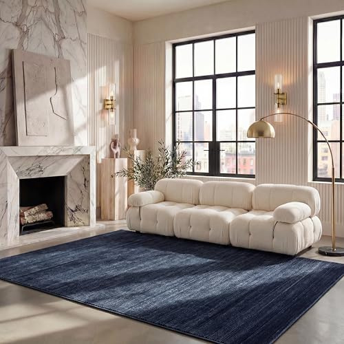 SAFAVIEH Modern Teppich für Wohnzimmer, Esszimmer, Schlafzimmer - Vision Collection, Kurzer Flor, Marine, 183 X 274 cm