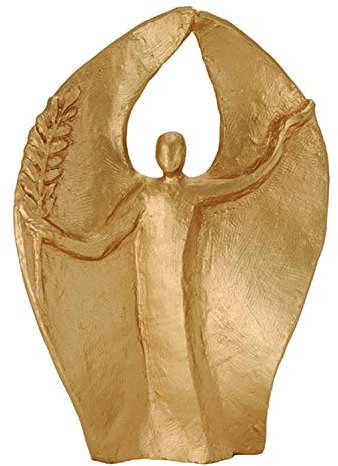 Engel des Friedens Figur aus Bronze 12 cm Symbol für Schutz, Liebe & Segen – Handgefertigte Skulptur Gold als Geschenk zur Hochzeit, Taufe, Weihnachten oder als Dekoration