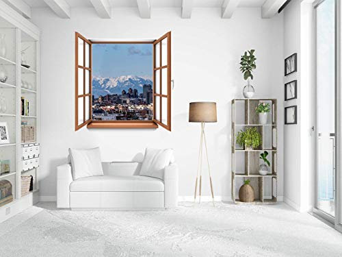Oedim Vinilo de Pared Efecto Ventana 3D Ciudad de Madrid 50x36cm | Artículo Decorativo de Habitaciones | Pegatina para Decoración de Paredes | Adhesivo Elegante para el Hogar |