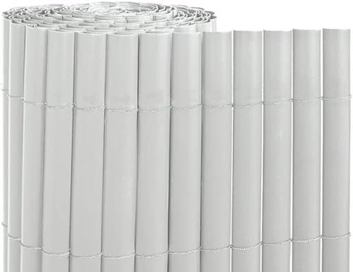 Suinga Canisse Synthétique PVC 2 x 5 m avec Cannes Entières blanche, Brise-Vue pour Jardins, Balcons et Clôtures