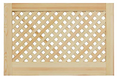 Gittertür Holztür natur 39,5 x 59,4 cm Schranktür Raumteiler Schiebetür für Regale, Schränke, Möbel | Kiefer Holz unbehandelt