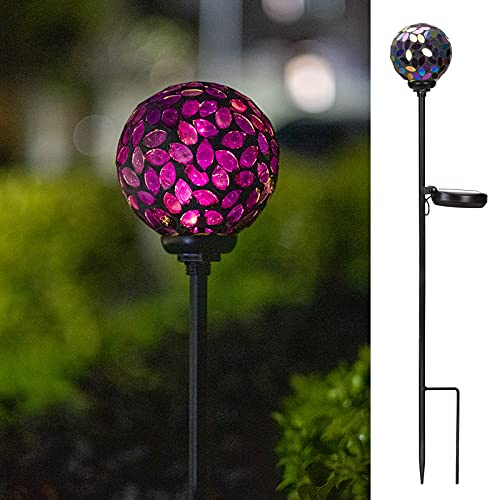 VCUTEKA Solar Lights Outdoor Decorative - Mosaic Solar Garden Light Waterproof LED Pathway Stake Light for Landscape Lawn Patio Yard Decoration, 1 Pack
