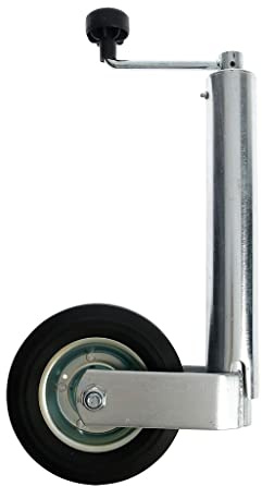 OROK 645624 Roue Jockey Remorque Ø60 mm – Roue Pleine 200 mm avec Manivelle – Charge 250 kg – Acier Galvanisé pour Remorque et Caravane