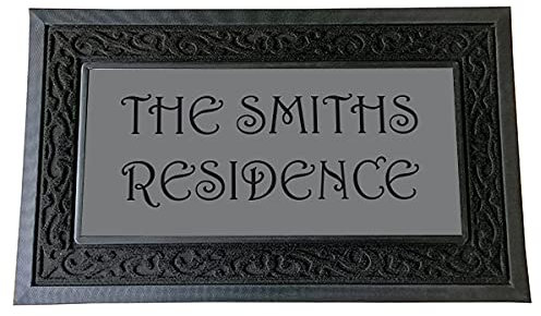 Pajo Personalised Heavy Duty Door Mat 750x450mm With 1 Insert. Premium Quality Rubber and Polyester. Customised with Message of your choice. Replaceable inserts also available below. (Grey)