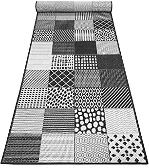 Esprit Home, In & Outdoor Kurzflor Teppich - Läufer für Terrasse, Balkon, Küche, Wohnzimmer, Chester (200 x 290 cm, Schwarz Weiß)