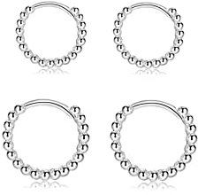 Creolen Silber 925, 2 Paar Ohrringe Silber (8mm/10mm) | Ohrringe Silber Creolen Set Klein für Damen Herren Mädchen