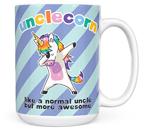 Monster Unclecorn Funny Novelty Mug - Uncle Gift, Birthday Idea - Ceramic Coffee Cup, 15oz White, Extra Large