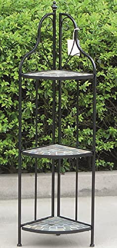 Vigor Regal aus Schmiedeeisen, Schwarz, Eck, 3 Etagen