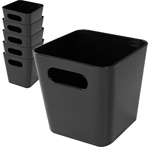 6 x Ordnungsbox 10cm hoch schwarz 10x10cm Wandregal Organizer schmaler Korb
