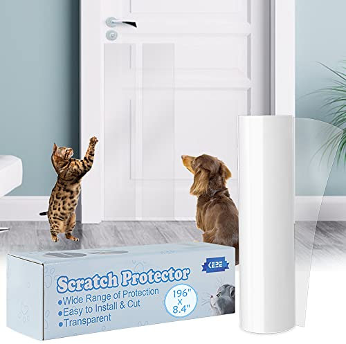 KEBE Door Scratch Protector, 196'' Extended Anti Scratch Deterrent Tape Protect Your Furniture & Wall with Clear Premium Heavy Duty Door Cover Guard Shield