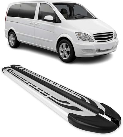 OMAC Trittbretter für Mercedes Viano W639 2003-2014 L1 L2 Aluminium Silber | Seitenbretter, Seitenschweller, fahrzeugspezifische Passform
