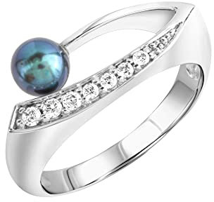 Zeeme Pearls Damen Ring 925/- Sterling Silber Glänzend Süßwasserzuchtperle weiß 273270471-1