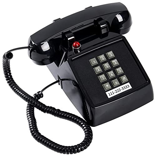 Retro Style Landline Telephone, Old Fashioned Corded Phone,Classic 2500 Analog Desk Phone, Popular from 1980s (Black)