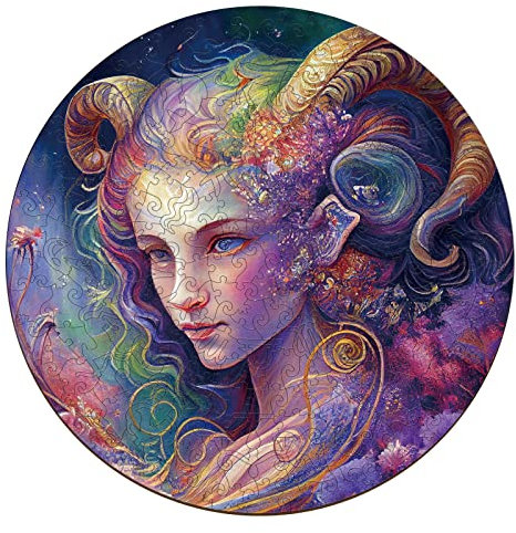 Funnli Holzpuzzles für Erwachsene und Kinder, Einzigartige Konstellation Holz-Puzzle, Zwölf Sternbilder Holzpuzzles, Puzzle aus Konstellations (Stier, L-35 * 35cm-343pcs)