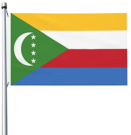 Drapeau des Comores Drapeau double face 0,9 x 1,5 m Pelouse extérieure Balcon Veranda Party Convient à tout temps extérieur