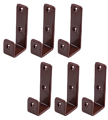 Curqia 6pcs Brown PVC Heavy Duty Hardware Utility Hook Coated Bunk Bed Ladder Hooks Brackets for Garage Storage/Organizer/Tool Storage