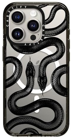 CASETiFY Impact Schutzhülle für iPhone 15 Pro [Kompatibel mit Magsafe / 4X Falltest in Militärqualität / 2,5 m Fallschutz] – Black Kingsnake - Schwarz