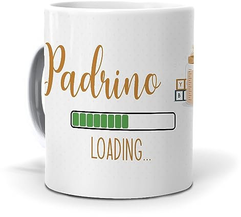 mundohuevo: Regalo original para tu Padrino| Taza con frase “Padrino Loading”| Regalo divertido y personalizado.| Taza de Cerámica AAA | Capacidad de 350 ml.| Haz un regalo único| Regala alegría.