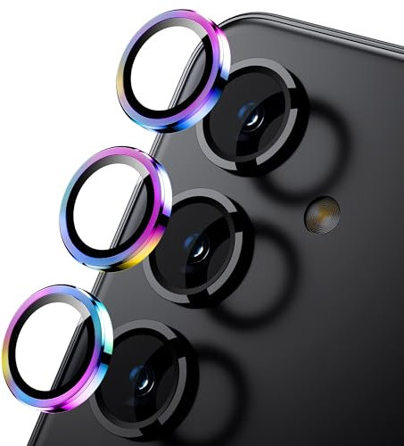 WSKEN Kameraschutz für Samsung Galaxy A55 Kamera Schutzfolie, Anti-Kratzer 9H Gehärtetes Metallring Kamera Panzerglasfolie für Galaxy A55 5G 2024 Zubehör, Colorful