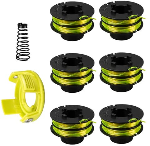 YWNYT Strimmer Spool Line for Ryobi RAC118 RLT3525S, 1.2mm x 8.4M Replacement Trimmer Spool Grass Trimmer Brush Cutter with Cover and Spring (6+1+1)