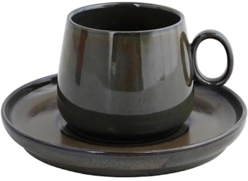 MAGICVOGEL Rerto Espressotasse mit Untertasse 250ml Teetasse Mokkatasse glatte Porzellan Kaffeetasse Cappuccino Tasse Kaffeeservice Teeservice für Cafés und Zuhause (Braun)