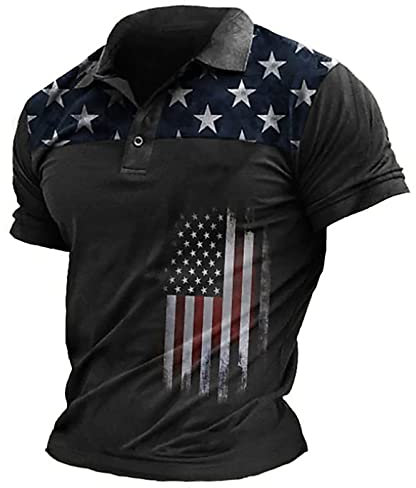 CUTeFiorino Leicht Hawaii Hemd Herrenhemden USA-Flagge, Kurzarm, 1/4-Reißverschluss, Bluse, Unabhängigkeitstag, lässig, leicht, Patchwork Leicht Hawaii Hemd (Z jsjm_E-Grey, S)