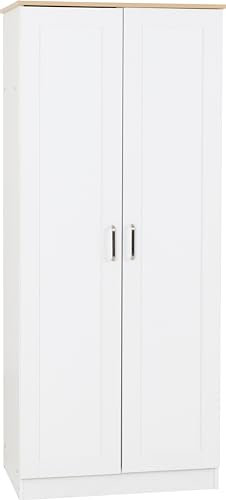 Seconique Portland 2 Door Wardrobe in White/Oak Effect