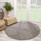 Muratap Teppich Wohnzimmer Modern - Loca Shaggy - Hochflor Teppich Weich und Warm Schmutzabweisend und Pflegeleicht Wohnzimmerteppich - Große: 240 cm - Rund - Farbe: Hellgrau