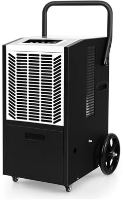 GOPLUS Déshumidificateur d'air 66 L, 355 m³/h, Minuterie 24 H, Déshumidificateur Professionnel avec Poignée & Roues, Pompe, Tuyau pour Dégâts d'Eau, pour Sous-Sol, Entrepôt (Blanc)