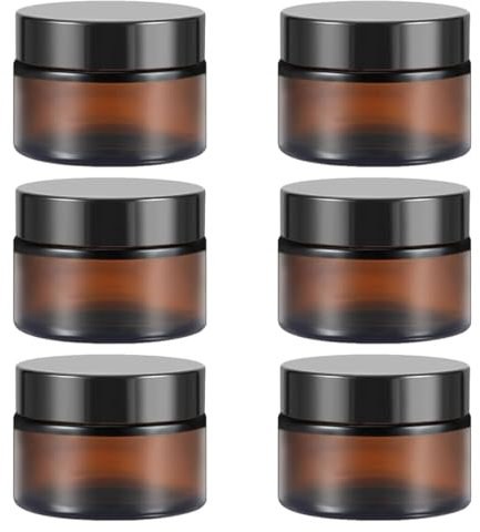 UENXRXE 6 Pièces Pot Vide, 5Ml Boîtes Vides En Verre Ambré, Pot Cosmétique, Bocaux En Verre Ambré, Bonne Étanchéité Et Protection Contre Les Uv, Léger Et Portable