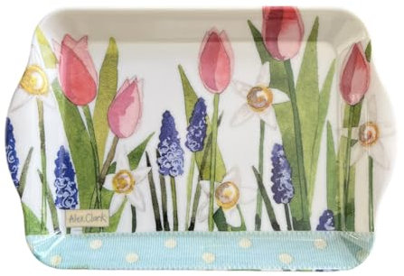 ALEX CLARK Spring Flowers Small Tray - perfect for tea, biscuits and Snacks/food serving tray/floral design/gifts/kitchen