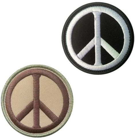 2 Stück Peace Zeichen Frieden Liebe Lustige Flagge Patch Abnehmbare Aufnäher mit Stickereiverschluss Applikation Taktisch Militär Patch für Kleidung Taschen Baseballkappe Jacke Weste Rucksäcke