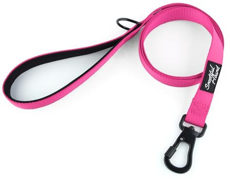 Snootiful Hound Secure Locking Dog Lead with Padded Handle - Carabiner Dog Leash - Anti Theft (Pink, 150cm)