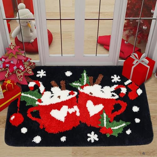 MaibaoteMbt Weihnachtsmatten, 60cmx40cm Weihnachtsdruck Teppich, Weihnachten Waschbar Fussmatte, Christmas Pattern Doormat, Weihnachts Türmatte, für Außen und Innen für Küche Wohnzimmer Schlafzimmer