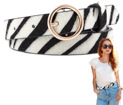 Bexdug Kunstledergürtel für Damen, Taillengürtel für Damen, Jeans, Hosen, modische Schnalle, dekorativer Gürtel für Denim-Hosen, Röcke, Jacken, Kleider, zebra, Refer to description