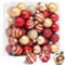 Bowasin Christmas Tree Decorations Set, 50 Pcs Red & Gold Baubles