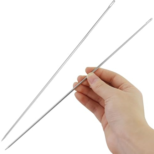 2 aghi da cucito da 30,5 cm di lunghezza, aghi professionali per imbottitura, 3 mm di spessore, per casa, pelle, tappezzeria, ricamo