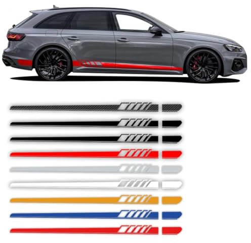 2 Stück Auto Tür Seitenstreifen Rock Aufkleber Körper Vinyl Aufkleber, für Audi A3 A4 A5 A6 A7 Q2 Q3 Q5 RS3 RS4 RS5 TT S5 S6 S7 Zubehör