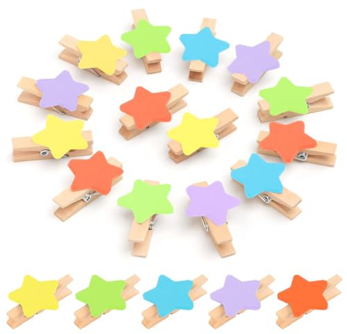 WUMZIRA 50 pcs 5 Colores Mini Pinza de Madera, Pinzas para Tender la Ropa,Pinzas Madera Pequeña, Amor Pinza de Decoración de Fotos, Mini Clip de Madera para Fotos, Tarjetas, Decoraciones de Bricolaje