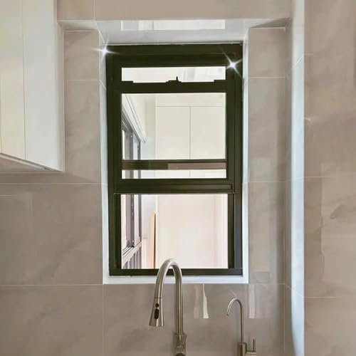 Finestra Finestra Scorrevole in Alluminio Su e Giù Ventilata, Finestre Domestiche Impermeabili Sigillate per Interni ed Esterni, Finestra da Pranzo Multifunzionale con Vetro(Black,14x26in/36x66cm)
