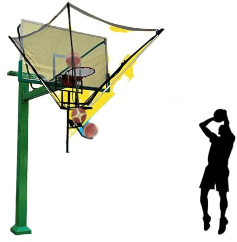 Basketball-Rücklaufaufsatz für Korb mit 180 Grad drehbarer Rutsche, Allgemeiner Basketballkorb-Rücklauf mit Rucksack, Hängender Basketball-Rücklauf für Basketballhallen, Trainingslager, Schu